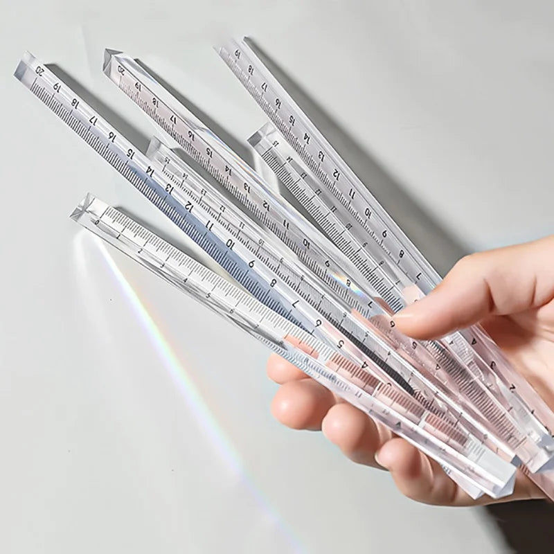 1PC 15cm /20cm Simple Transparent Triangular Straight Ruler Kawaii Tools Stationery Cartoon Drawing Gift Office School Measuring