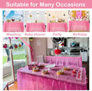 Disposable Table Skirts with Tablecloth Ruffled Plastic Table Skirt for Wedding Party Birthday Business Events Baby Shower White