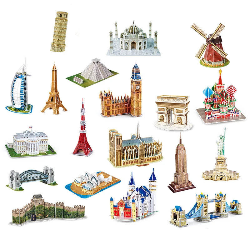 40 Style World Famous Architecture Building 3D Puzzle Model Construction Jigsaw Puzzles Toys For Kids Christmas Gift