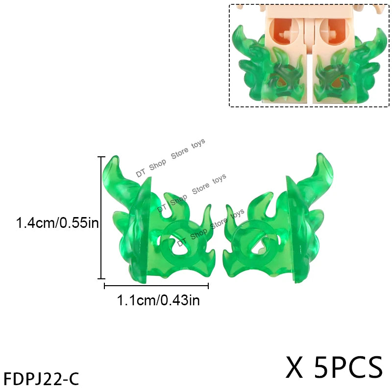 5PCS Cartoon Special Effects Pieces Arm Fist Wind Lightning Leg Flames Weapons Accessories Assemble Scene Bricks Kids for Toys