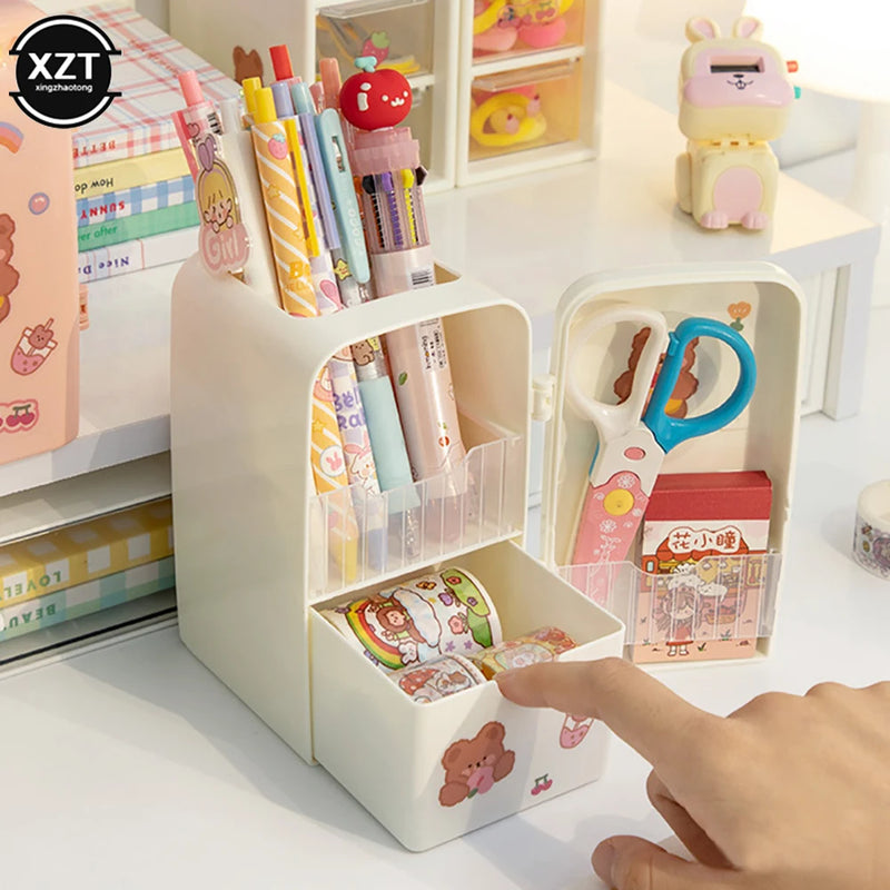 Japanese Creative Refrige Pen Holder Case Girls Cute Multifun Stationery Drawer Storage Box Kawaii Large-capacity Desk Organizer