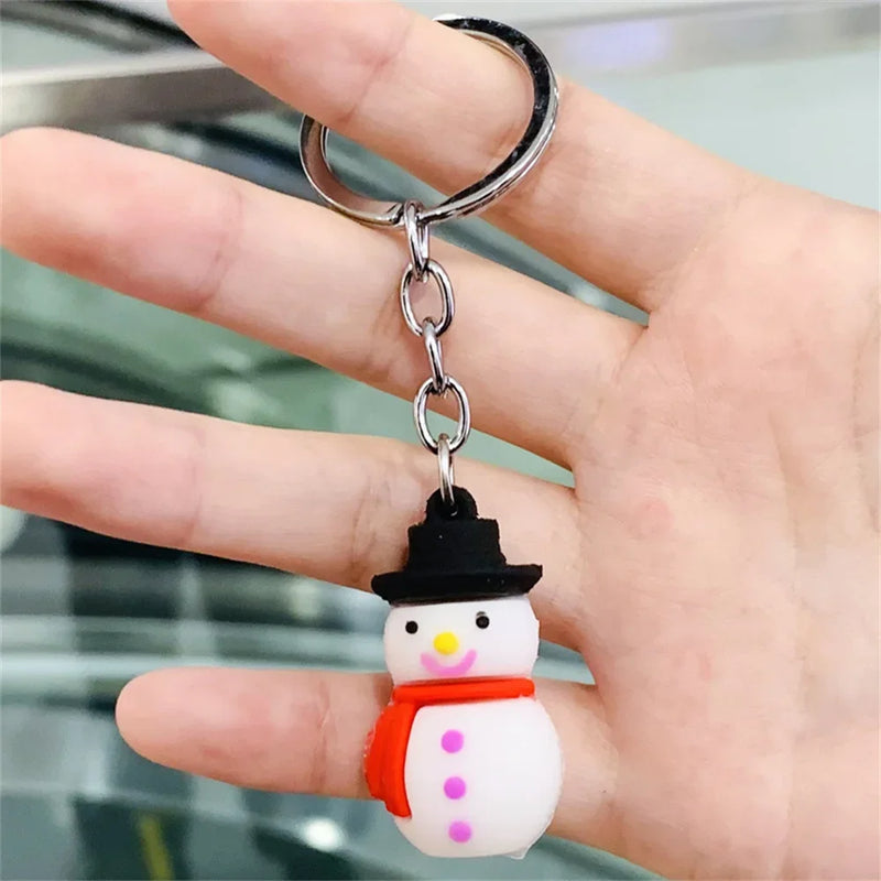 Santa Claus Couple Keychain Cute Cartoon Christmas Car Accessories Backpack Bag Phone Hanger Creative Gift Holiday Decoration