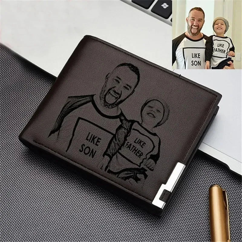 Personalized Photo Gift for for Father's Day Men Engraved Wallets Custom Picture Card Holder Gift for Dad Him