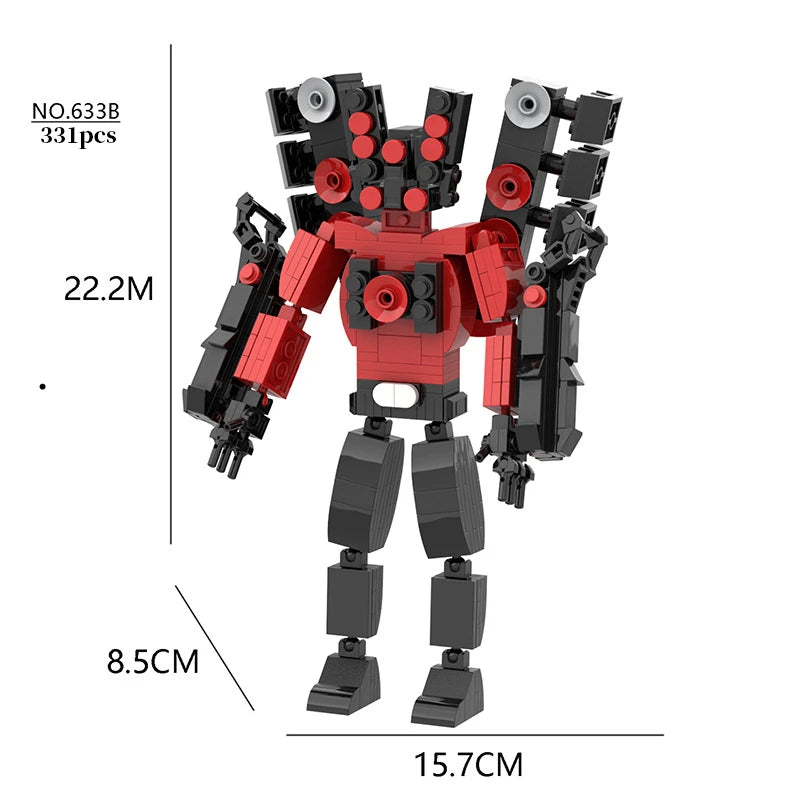 New Titan Series Creative Skibidi Toilet Building Blocks Set Red Drill Man TV Man Model DIY Bricks Toys For Kids Christmas Gifts