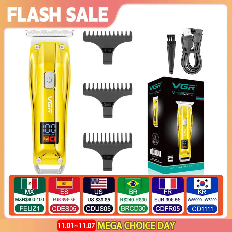 VGR Hair Clipper Electric Hair Cutting Machine Cordless Haircut Machine Rechargeable Hair Trimmer Portable Trimmer for Men V-956