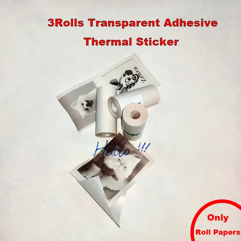 Peripage Paper Adhesive Thermal Sticker Photo Paper White Color Transparent Label for 57mm width Paperang Memobird Iprinter
