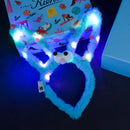 LED 14 Lamp Long Rabbit Ear Headband  Flashing Colorful String Lamp Luminous Hairband Birthday Party Christmas Easter Headband