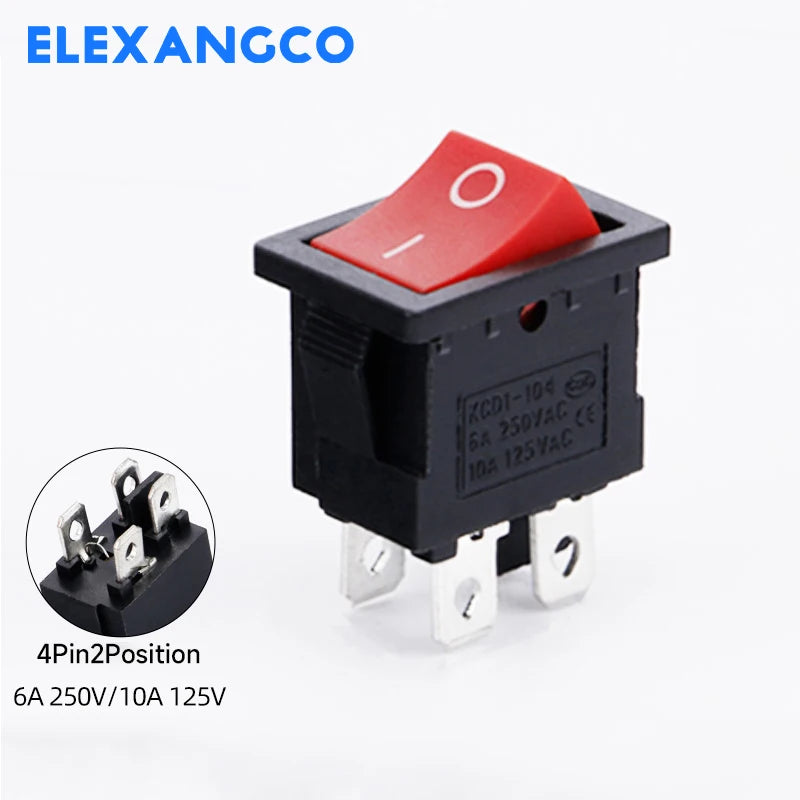 5 PCS/LOT 12Models KCD1 Series  21*15mm 3/4/6Pin Boat Car Rocker Switches 6A/250VAC 10A/125V AC With Red Green Lamp Switch