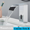 Smart Sensor Bathroom Basin Faucet Intelligent Black Automatic Sense Brass Cold Hot Water Mixer Waterfall Crane Deck Mount