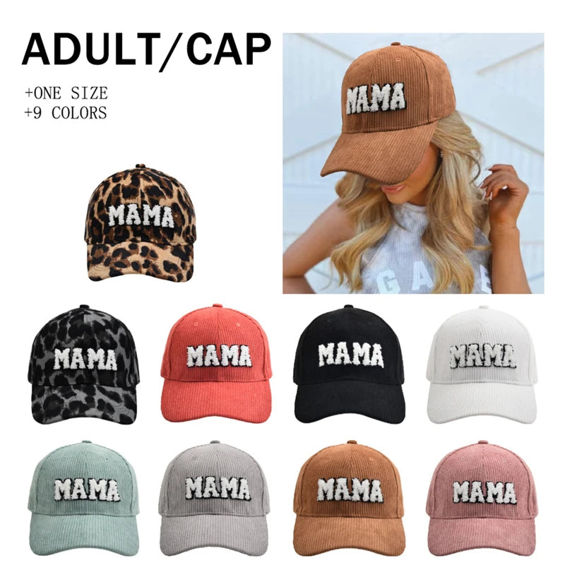 Parent-Child Hats Fashion Letter Print Mother Daughter Son Family Matching Baseball Caps Corduroy Trucker Hats