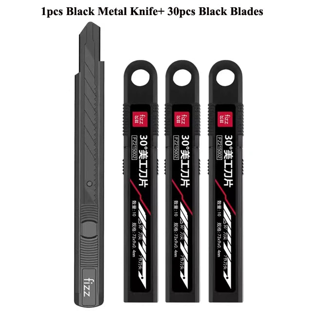 Fizz Metal Utility Knife Blade Paper Cutter Aluminum Alloy Pocket Knifes with Self-Locking Design Stationery Supplies