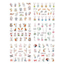 12Pcs Lovely Rabbit Easter Nail Art Stickers Kawaii Animals Carrot Bunny Decals Design Water Transfer Decoration Manicure CHBN