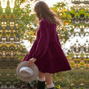 Muslin 100% Cotton Dress Retro Loose Lace-up Ruffles Long Sleeve Green Dresses Women Robe Elegant Party Dress Christmas Clothes