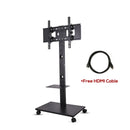 Rolling Floor TV Stand Tilting Height Adjustable for 32-70 Inch Portable TV Trolley Cart