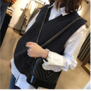 Pullover Vest Sweater Autumn Winter Knitted Women Sweaters Vest Sleeveless Warm Sweater Casual Oversize Fall V Neck Girls Tops