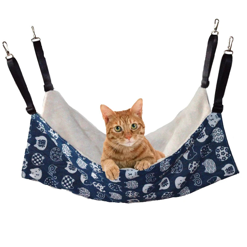 Cat Canvas Hammock Bed Pet Cats Dogs Beds Double-Sided Hanging Bed Pet Swing Beds Hamster Squirrel Cat Rest Sleep Supplies
