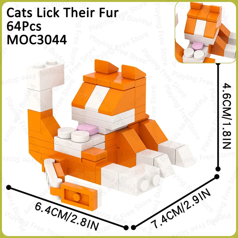 MOC Animal Brick Cat Shark Easter Bunny Deer Rabbit Compatible Building Blocks Set Assembly Toys For Children Adult Friends Gift