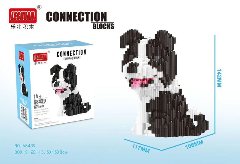 Linkgo Connection Building Blocks Collie Husky Bulldog Corgi Schnauzer 3D Model Animal Dog Mini Bricks Figure Toys For Kid Gift