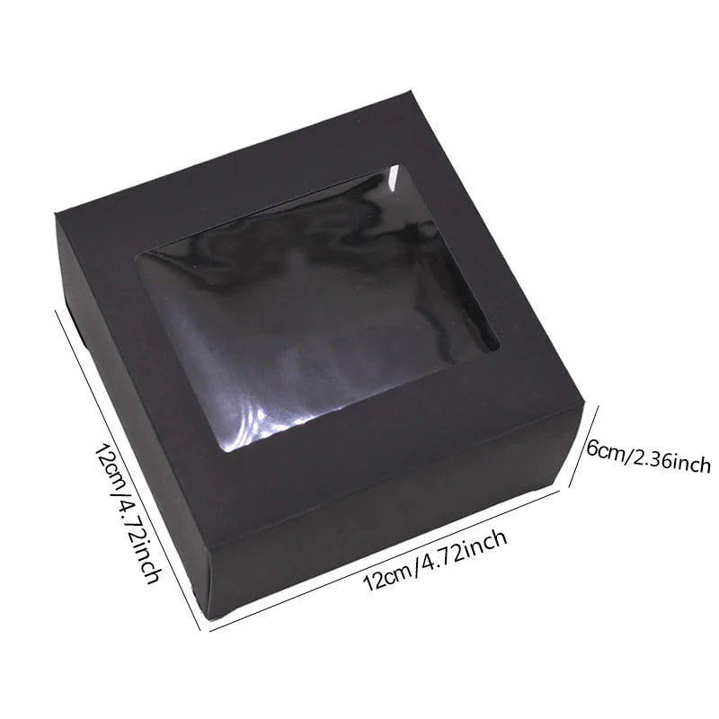 6Pcs Black/White Kraft Paper DIY Gift Box With Window Wedding Birthday Party Decoration Cake Packaging Box Event Party Gift Case