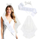 3pcs Wedding Engagement Party Bridal Shower Decorations Supplies Bride To Be Tiara Crown Sash Veil Set Bachelorette Party Favors