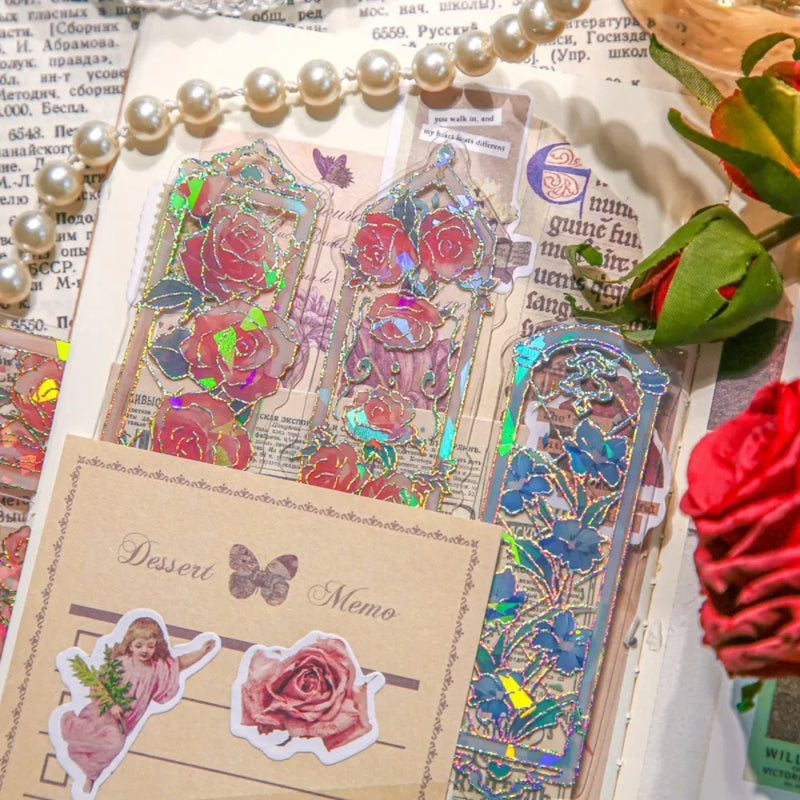 Mr. Paper Retro Flower Special-shaped Frame Bookmark Relief Gilding Student Reading Book Marks Teacher Supplies 10pcs/pack