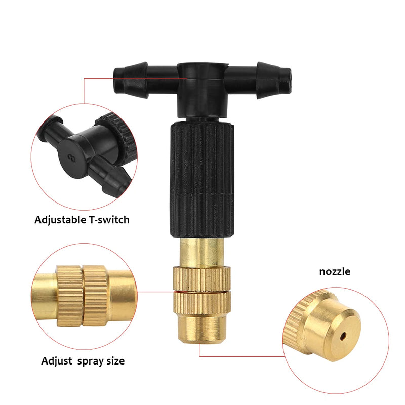 5-100Pcs Outdoor Misting Cooling System Garden Irrigation Watering 1/4'' Brass Atomizer Nozzles 4/7mm Hose Garden Sprinkler Head