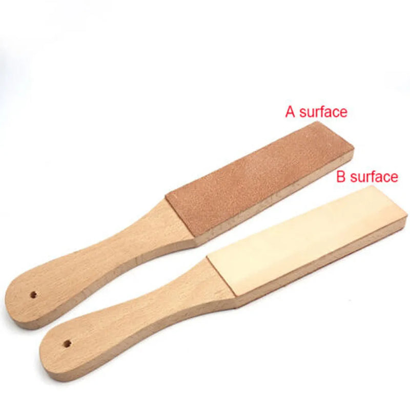 Dual Sided Leather Blade Strop Cutter Razor Sharpener Polishing Wooden Handle Kitchen Accessories Free Shipping