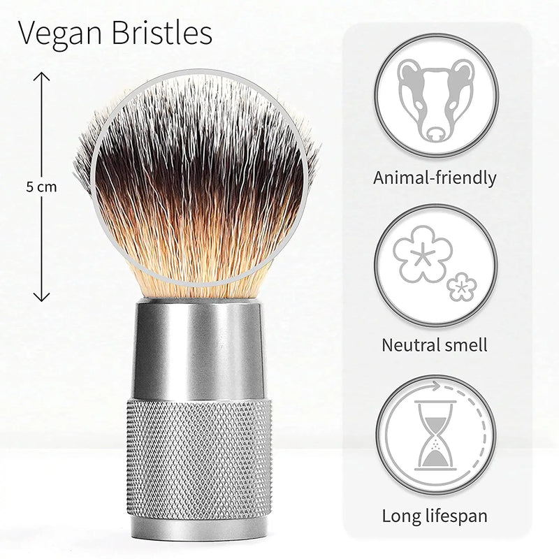 Shaving Brush Imitation Badger Hair Shaving Brush Vegan Synthetic Shaving Brush Travel Shaving Brush Waste Free Shaving Brush