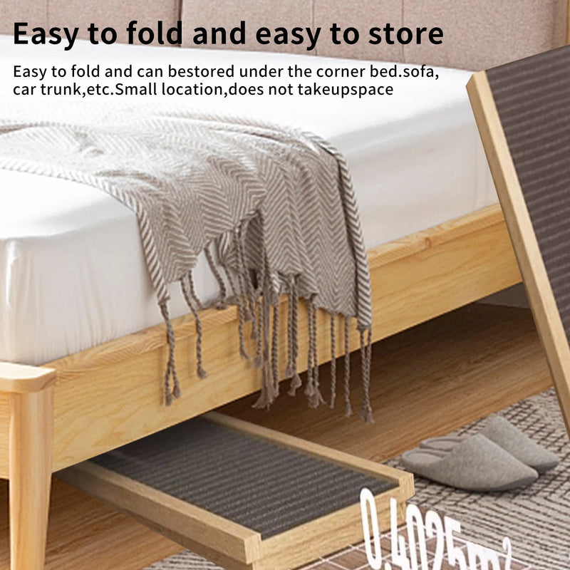 Wooden Pet Ramp Height Adjustable Dog Cat Pets Ladder Foldable Non-Slip Safe Access For Car High Bed Furniture Maximum Load 50kg
