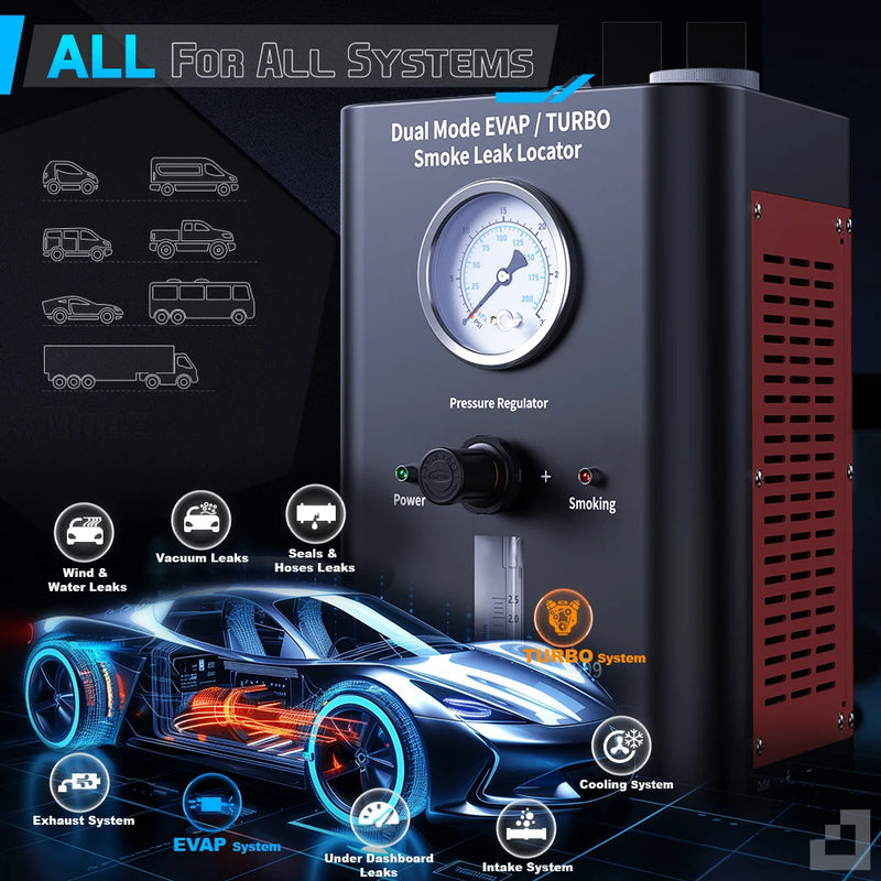 NEXAS SE509 Smoke Machine Automotive with Built-in 2 Air Pump Pressure Regulator Dual Mode EVAP Turbo Automotive Smoke Leak