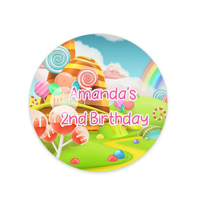 Candy Ice Cream Sweet Party Birthday Decor Labels Custom Baby Shower Party Personalise Any Text Stickers Candy Land World