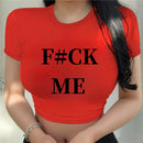 Funny Print Crop Top Women T-shirts 2024 Fashion Casual Women Crop Tops Summer Retro Sexy E-girl Baby Tee Streetwear Y2k Clothes