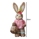 Cute Straw Rabbits Bunny Standing Decorations w/Carrots for Easter Party Home Garden Wedding Ornament Photo Props Crafts