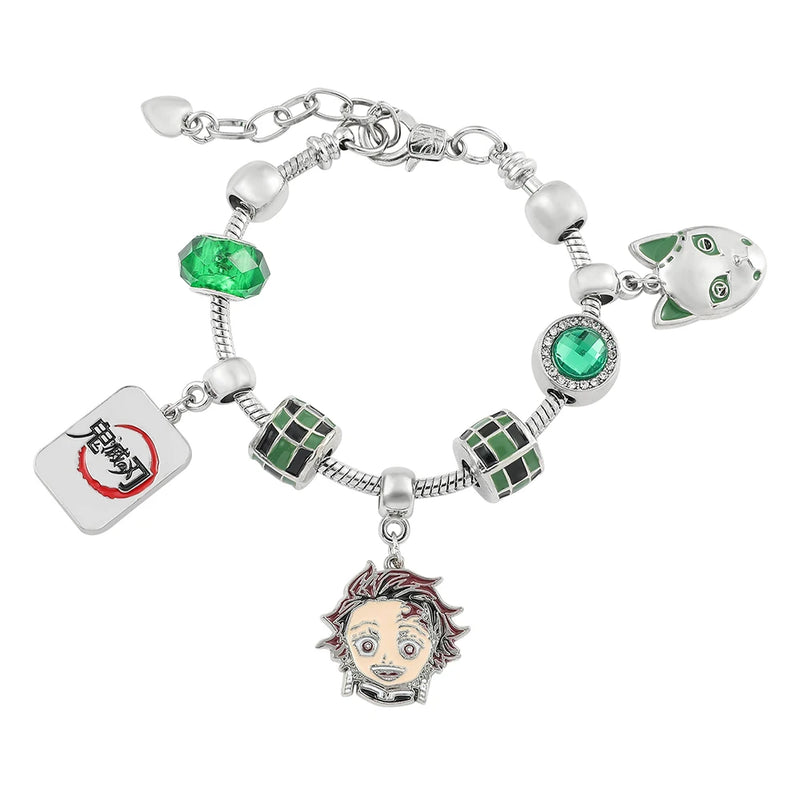 Demon Slayer Bracelet Metal Charm Beads Kimetsu No Yaiba Cosplay Women Men Jewelry Diy Gifts