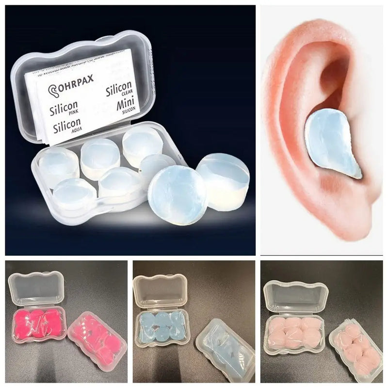 6PCS Soft Silicone Ear Plugs Transparent Sleeping Sound Insulation Earmuffs Diving Showering Noise Reduction Earplugs Unisex