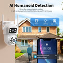 8MP Outdoor Surveillance Camera Dual Lens Dual Screen AI Auto Tracking IP Video Wifi PTZ Camera CCTV Two Way Audio