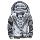 Men's Fleece Jacket Camouflage Thicken Jackets Hooded Coat Winter Long Sleeve Down Coats Casual Streetwear Men's Hoodies