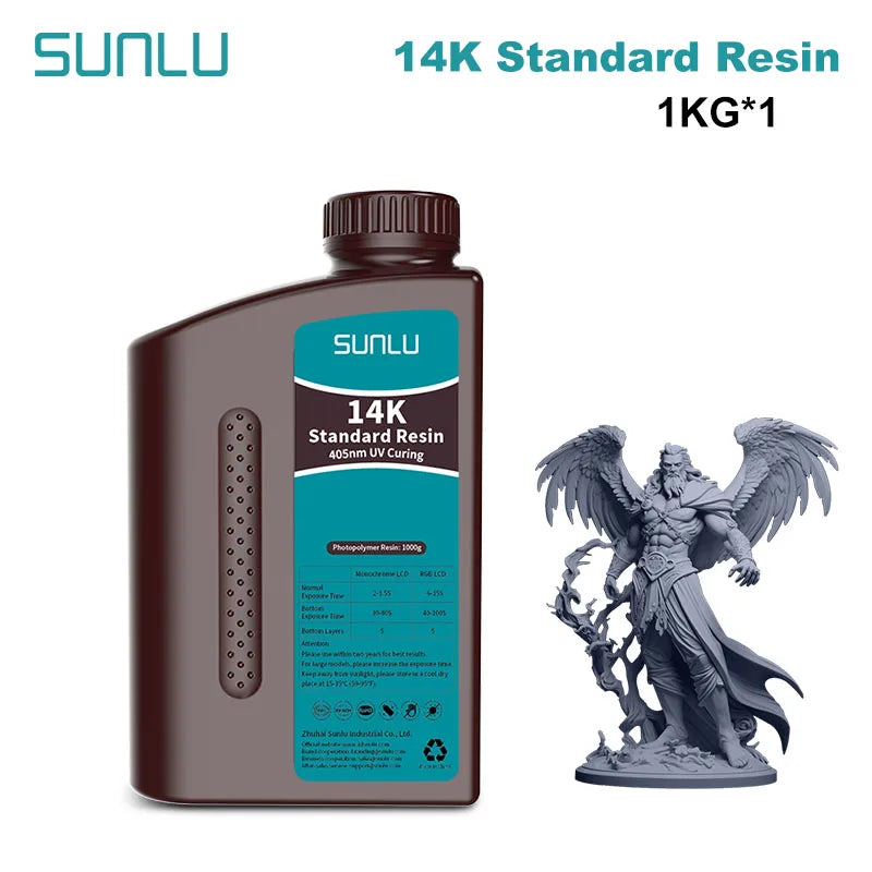 SUNLU 14K High Precision Resin 405nm UV Resin 1KG For LCD 3D Printer Material For Fast Curing  405nm UV Photopolymer Resin