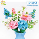 HUIQIBAO MOC Flower Model Building Blocks 3D Bouquet Plants Sunflower Rose Bricks Kits Children DIY Educational Toys Home Decor