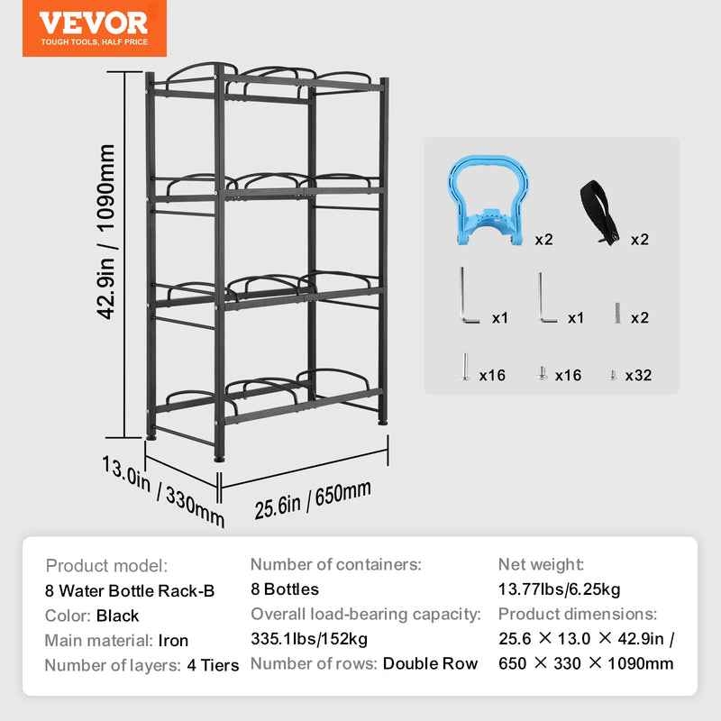 SucceBuy 3/4/5 Tiers Water Jug Holder Iron Water Bottle Holder Double/Single Row Easy Installation for Kitchen Office Livingroom