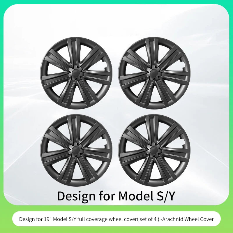 4PCS Hubcap Design for Tesla Model S（2022-2024）/Model Y （2020-2024）19 Inch Wheel Cover Performance Full Rim Hub Cover Accessorie
