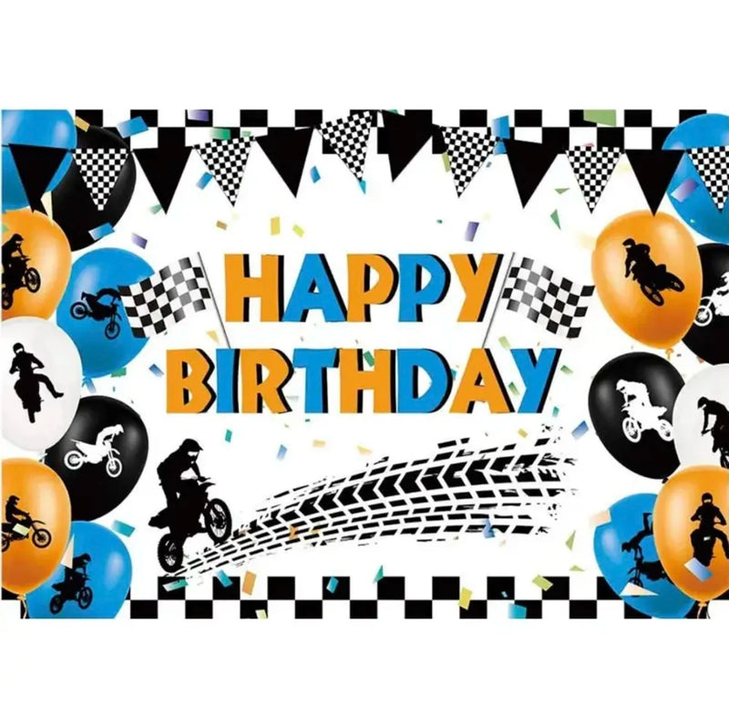 Motocross Racing Theme Backdrop Motorcycle Dirt Bike Photography Background for Boys Birthday Party Decoration Cake Table Banner