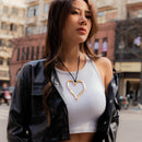 Ingemark Exaggerated Big Hollow Love Heart Pendant Choker Necklace for Women Gothic Knotted Bowknot Adjustable Chain Y2K Jewelry