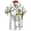 New Men's Shirt 2023 Summer Fashion Hawaiian Shirt Short Sleeve Lapel Top Music Symbol Pattern Print Shirt Oversized Man Clothes