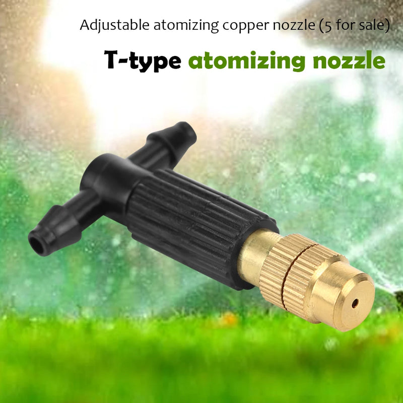 5-100Pcs Outdoor Misting Cooling System Garden Irrigation Watering 1/4'' Brass Atomizer Nozzles 4/7mm Hose Garden Sprinkler Head