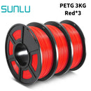 SUNLU PETG 3D Filament 1KG 3 Rolls 1.75mm +/-0.02MM 3D Printing Filament Neatly Wound Filament Vacuum Packing Fast Shipping