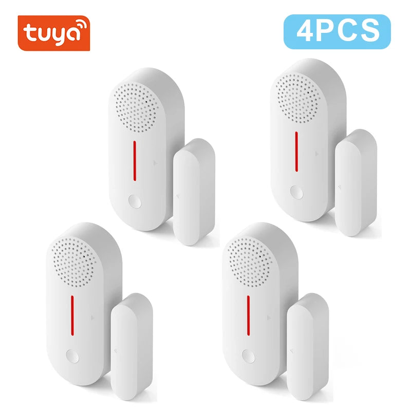 Tuya Smart WiFi Door Window Sensor Sound WiFi Security Alarm Door Open Closed Detectors APP Remote Control Timing Arm and Disarm