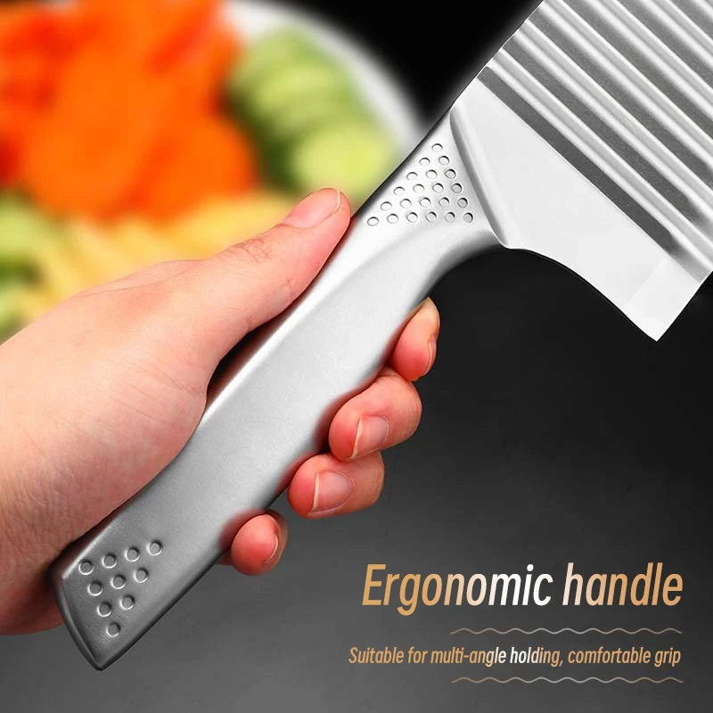 Stainless Steel Corrugated Potato Fries Cutter, Steel Handle Potato Knife, Commercial Potato Fries Cutting Tool