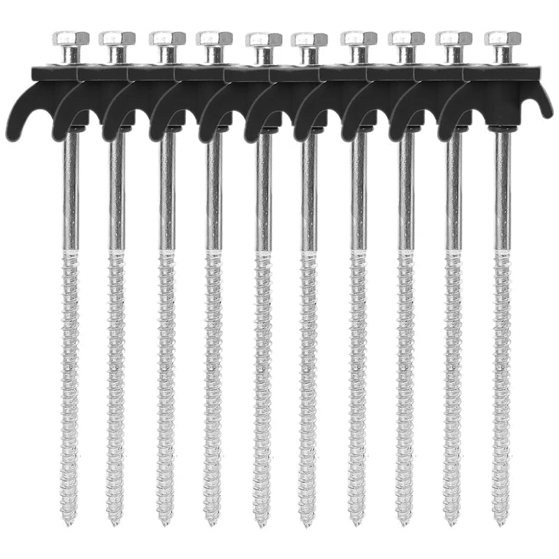 10/2pcs Metal Tent Spikes Camping Pegs Drill in Ground Anchors Heavy Duty Spiral Screw with Hex Socket Stakes Camping Stakes