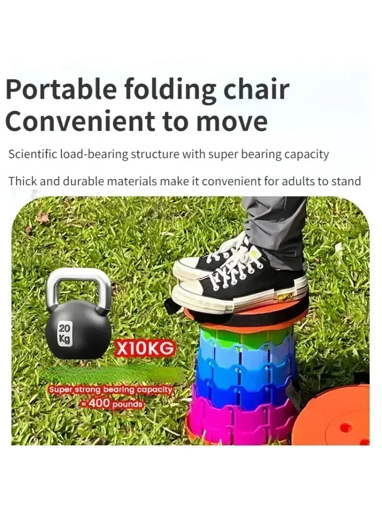 2024 New Portable Round Folding Chair Accordion Chair Height Adjustment Simple Tool Elephant Swing Playground Queue Chair Gift